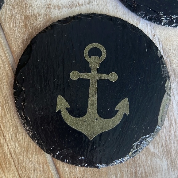 New - 6 pc Slate Nautical Coaster Set - Picture 7 of 10
